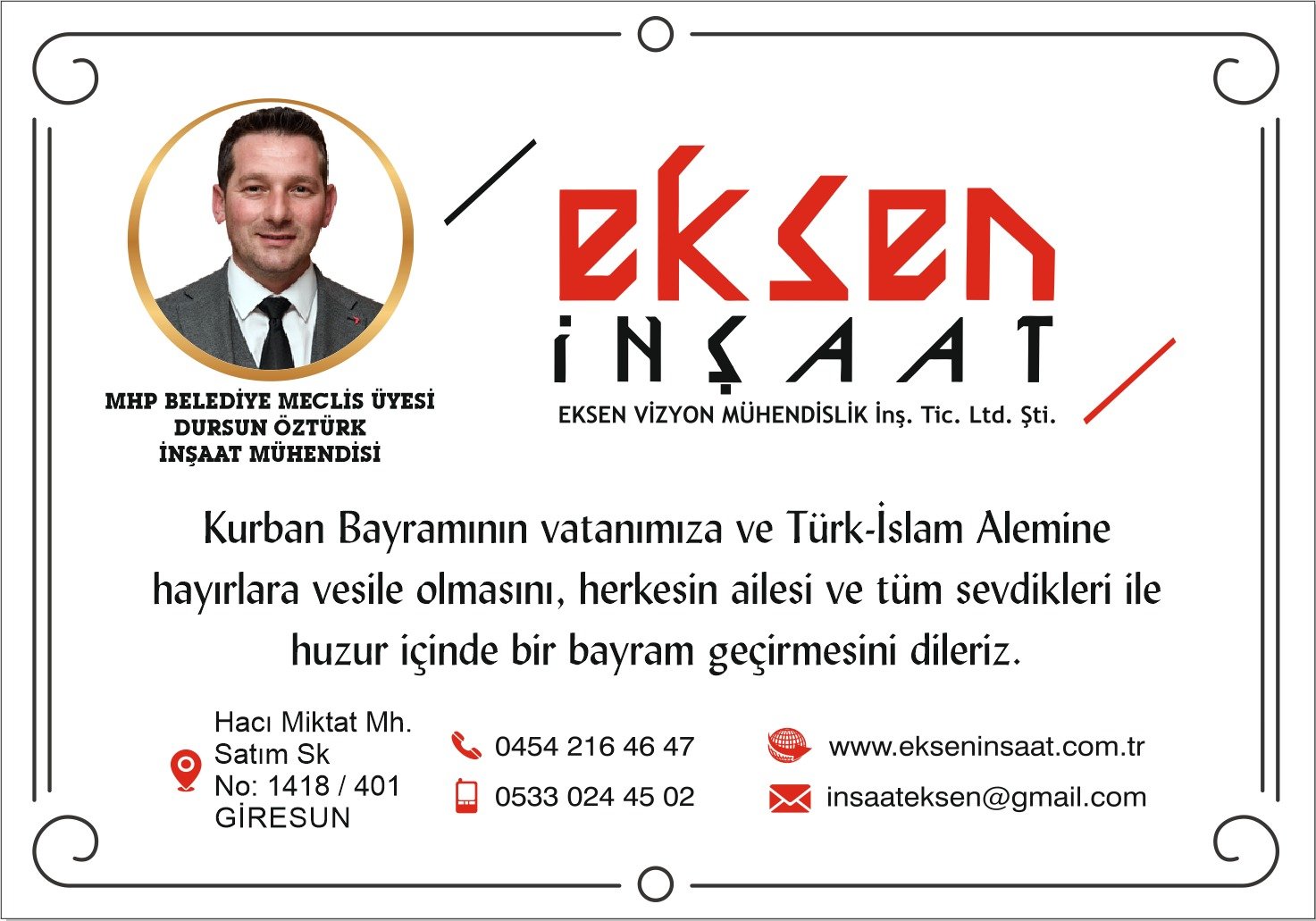 KURBAN BAYRAMINIZ KUTLU OLSUN