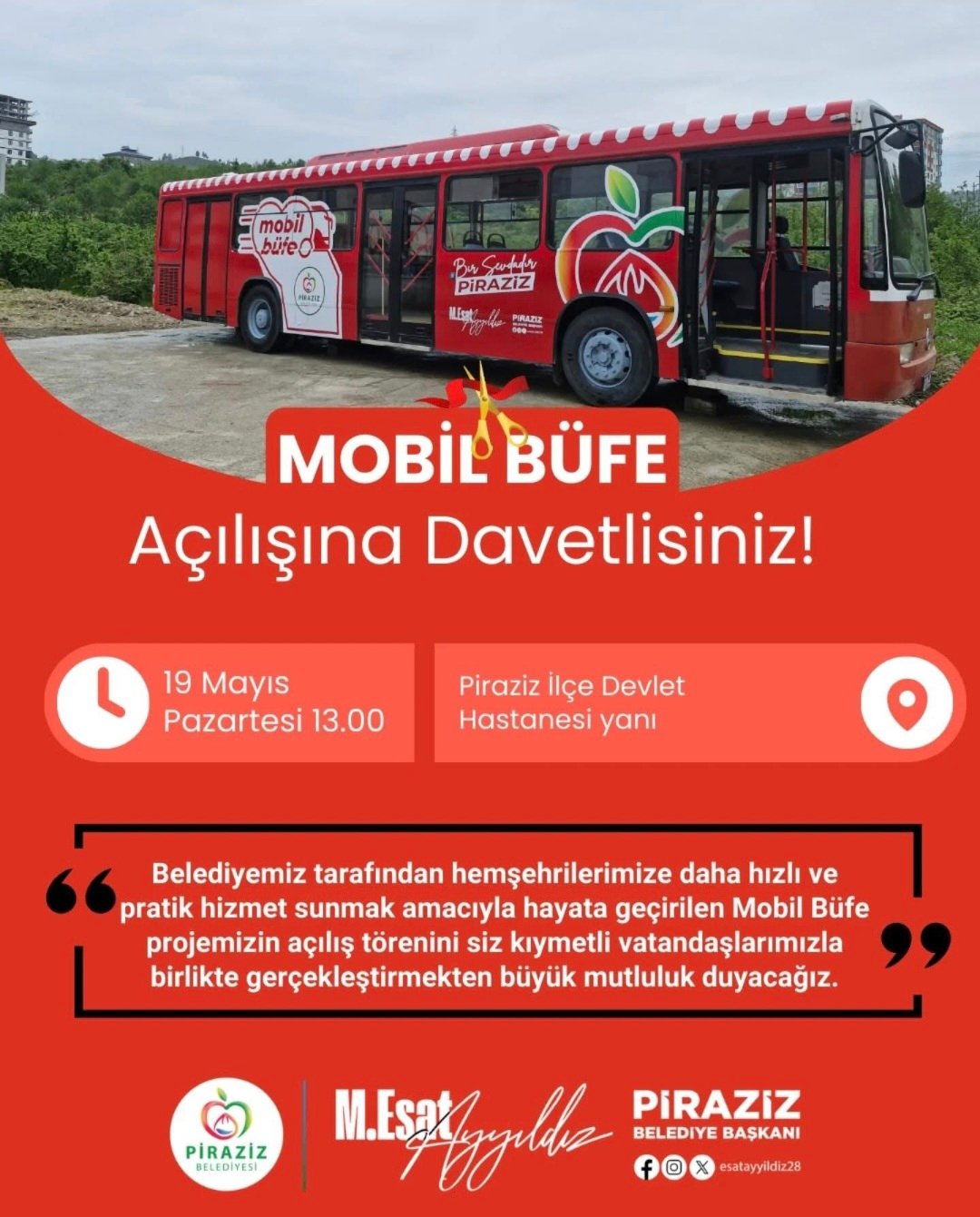 Piraziz Belediyesi’nden Vatandaşa Yeni Hizmet: Mobil Büfe Açılıyor